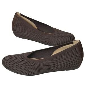 Eileen Fisher Una Hidden Wedge Ballet Flats 9 Chocolate Brown Woven Knit Comfort